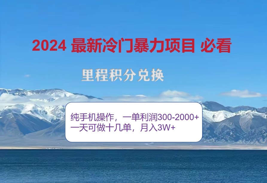 2024惊爆冷门暴利，里程积分最新玩法，高爆发期，一单300+—2000+-创客资源阁
