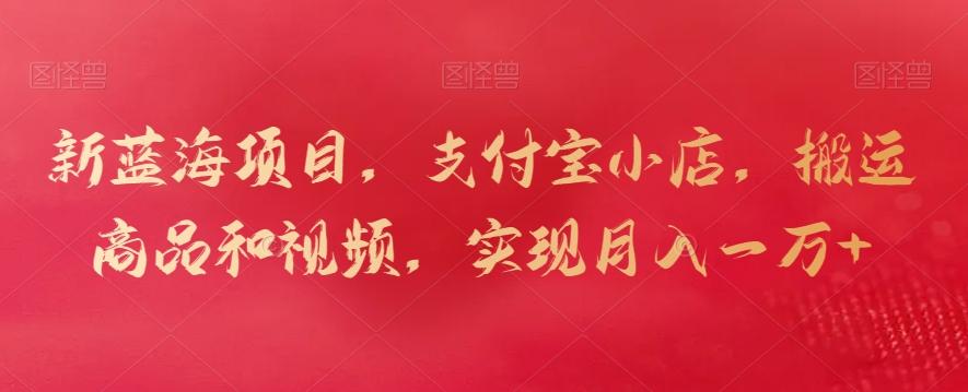 新蓝海项目，支付宝小店，搬运商品和视频，实现月入一万+【揭秘】-创客资源阁