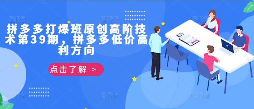 拼多多打爆班原创高阶技术第39期，拼多多低价高利方向-创客资源阁