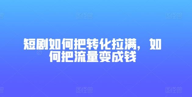 短剧如何把转化拉满，如何把流量变成钱-创客资源阁