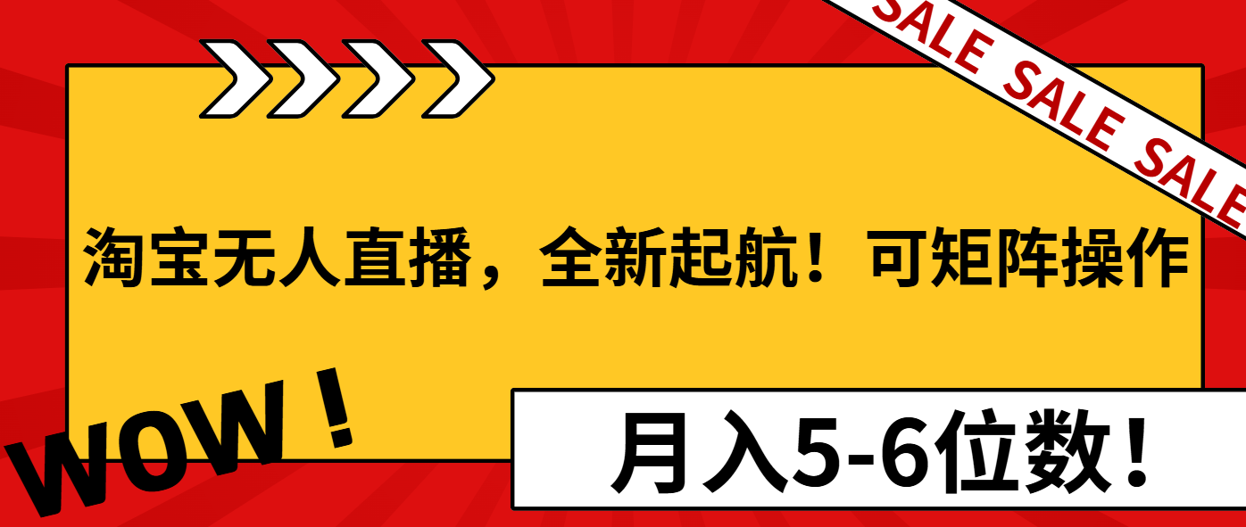 淘宝无人直播，全新起航！可矩阵操作，月入5-6位数！-创客资源阁