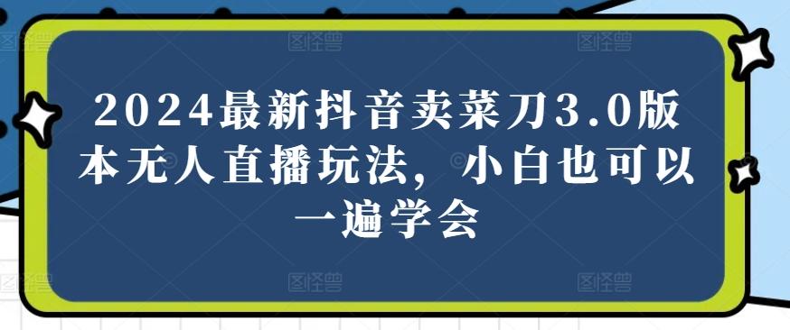 2024最新抖音卖菜刀3.0版本无人直播玩法，小白也可以一遍学会【揭秘】-创客资源阁