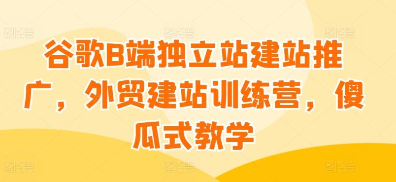 谷歌B端独立站建站推广，外贸建站训练营，傻瓜式教学-创客资源阁