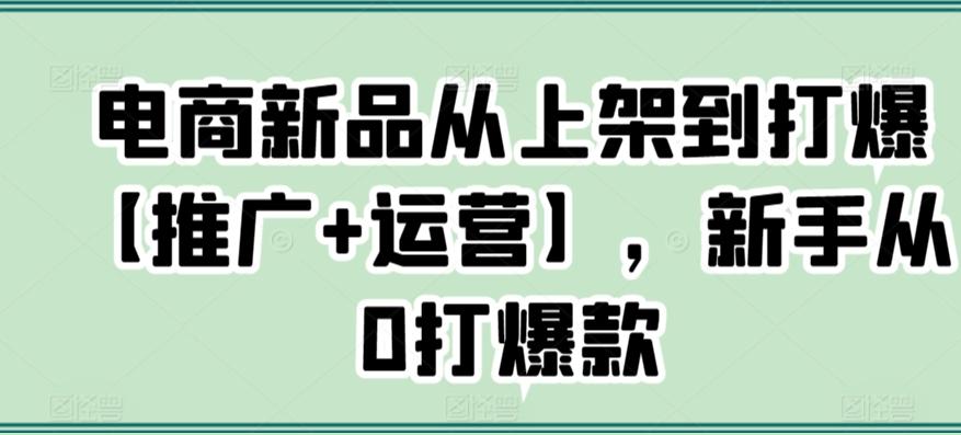 电商新品从上架到打爆【推广+运营】，新手从0打爆款-创客资源阁