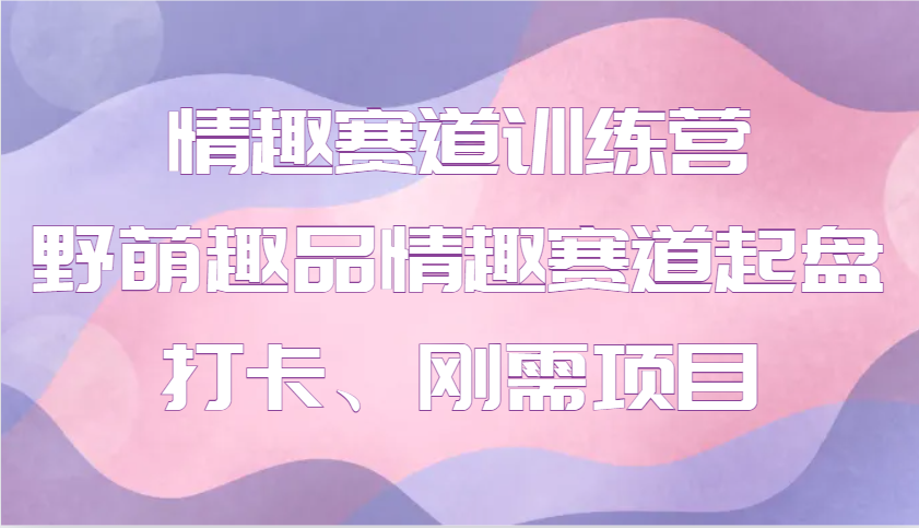 情趣赛道训练营 野萌趣品情趣赛道起盘打卡、刚需项目-创客资源阁