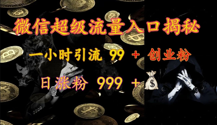 微信超级流量入口揭秘：一小时引流 99 + 创业粉，日涨粉 999 +-创客资源阁
