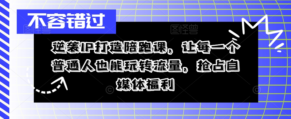 逆袭IP打造陪跑课，让每一个普通人也能玩转流量，抢占自媒体福利-创客资源阁