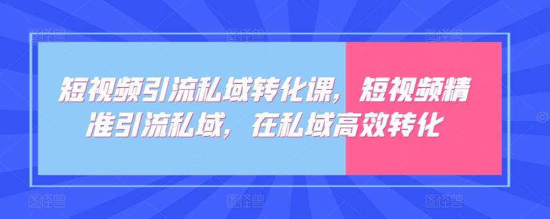 短视频引流私域转化课，短视频精准引流私域，在私域高效转化-创客资源阁