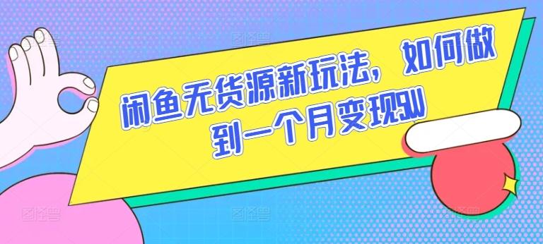 闲鱼无货源新玩法，如何做到一个月变现5W【揭秘】-创客资源阁