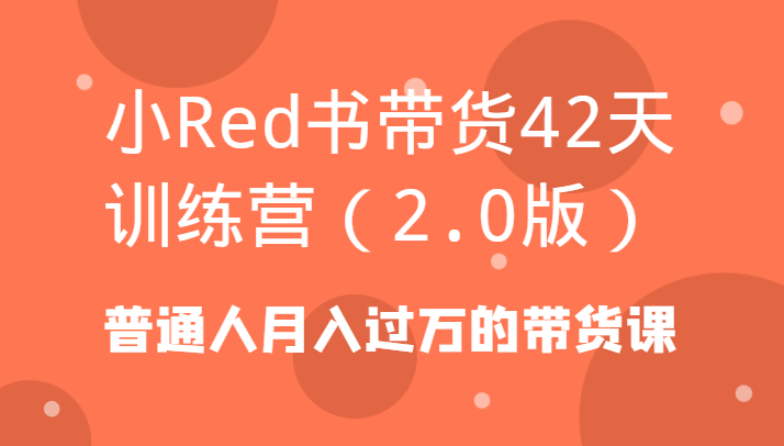 小Red书带货42天训练营(2.0版)普通人月入过万的带货课-创客资源阁