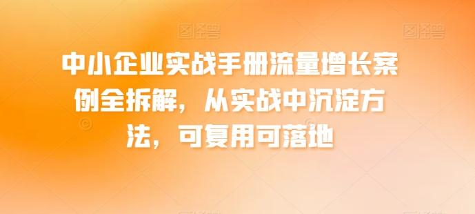 中小企业实战手册流量增长案例全拆解，从实战中沉淀方法，可复用可落地-创客资源阁