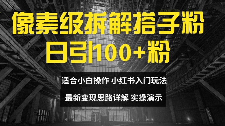 像素级拆解搭子粉，日引100+，小白看完可上手，最新变现思路详解【揭秘】-创客资源阁